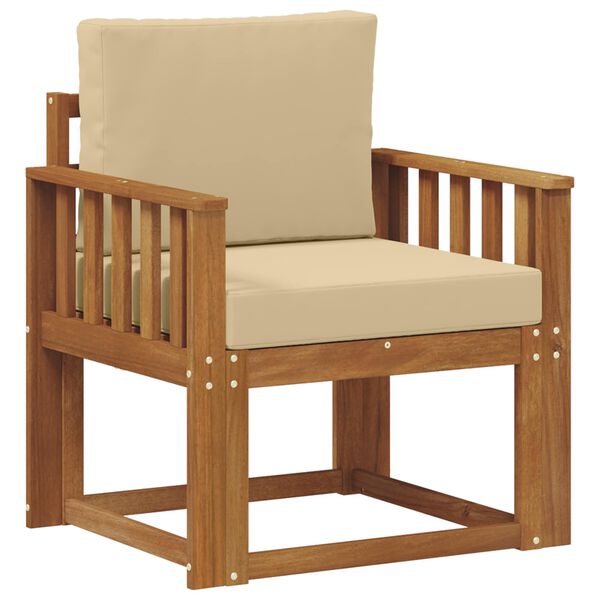 vidaXL Venkovn&iacute; pohovka Masivn&iacute; ak&aacute;ciov&eacute; dřevo a polyester Př&iacute;rodn&iacute;