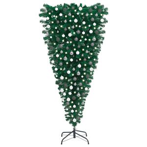 vidaXL Obr&aacute;cen&yacute; uměl&yacute; v&aacute;nočn&iacute; stromek s LED a sadou koul&iacute; 210 cm