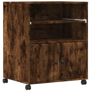 vidaXL Stojan na tisk&aacute;rnu na kolečk&aacute;ch kouřov&yacute; dub 60 x 48 x 74 cm