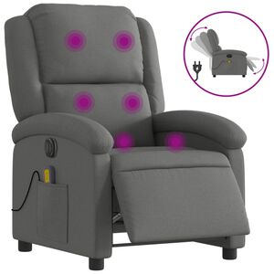 vidaXL Elektrick&eacute; mas&aacute;žn&iacute; polohovac&iacute; křeslo tmavě &scaron;ed&eacute; textil