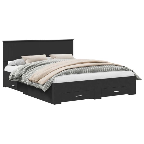 vidaXL R&aacute;m postele s čelo Čern&aacute; 160 x 200 cm kompozitn&iacute; dřevo