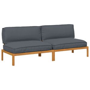vidaXL Set pohovek s pol&scaron;t&aacute;řem 2 pcs Antracit Masivn&iacute; ak&aacute;tov&eacute; dřevo