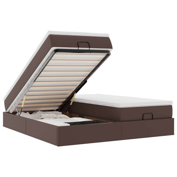 vidaXL Osmansk&yacute; r&aacute;m postele s matrac&iacute; hněd&yacute; 180x200cm uměl&aacute; kůže