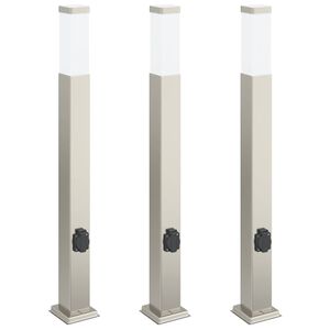 vidaXL Sloupkov&aacute; světla se z&aacute;suvkou 3 ks 80 cm nerezov&aacute; ocel IP44