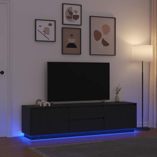 vidaXL TV skř&iacute;ňka s LED osvětlen&iacute;m čern&yacute; dub 193,5x41x50 cm