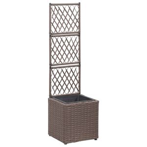 vidaXL Vyv&yacute;&scaron;en&yacute; z&aacute;hon s trel&aacute;ž&iacute; 1 květn&iacute;k 30x30x107 cm polyratan hněd&yacute;
