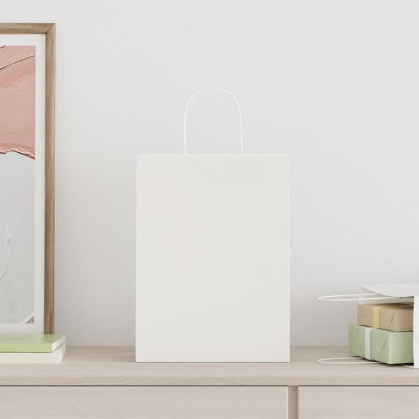 vidaXL Pap&iacute;rov&eacute; ta&scaron;ky 50 ks s uchy b&iacute;l&eacute; 26x12x35 cm