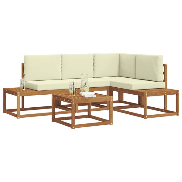 vidaXL Venkovn&iacute; pohovkov&aacute; souprava 5 Kus Přirozen&aacute; a Kr&eacute;mov&aacute;