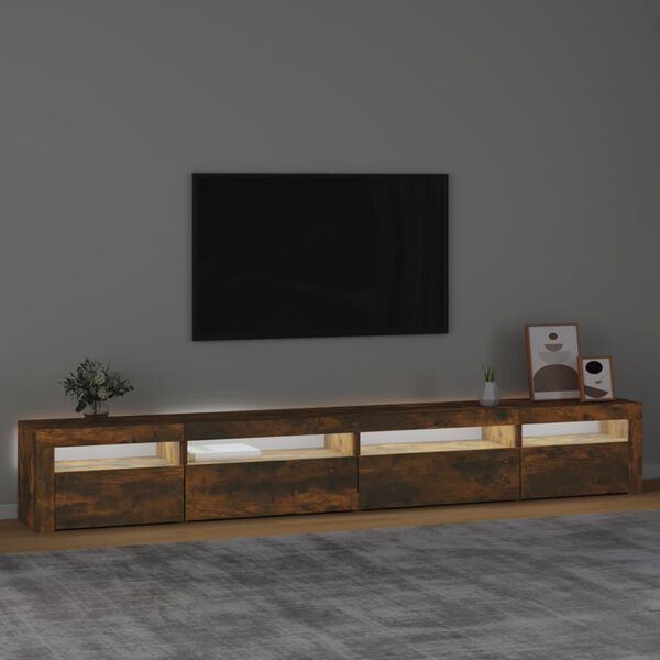 vidaXL TV skř&iacute;ňka s LED osvětlen&iacute;m kouřov&yacute; dub 270 x 35 x 40 cm