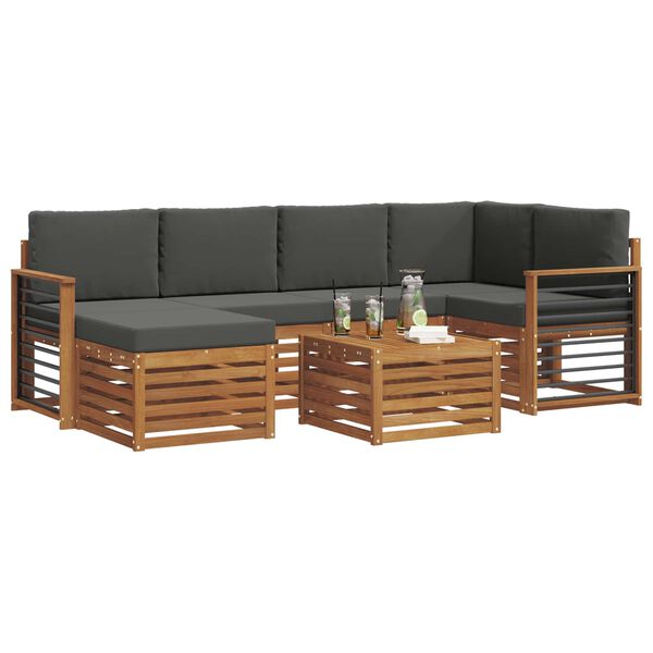 vidaXL Sedac&iacute; soupravy s pol&scaron;t&aacute;řem 7 pcs Přirozen&aacute; a Anthracitov&aacute;