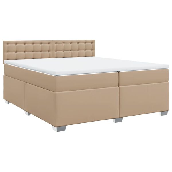 vidaXL Box spring postel s matrac&iacute; cappuccino 200 x 200 cm uměl&aacute; kůže