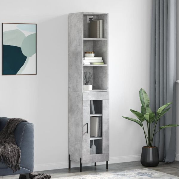 vidaXL Skř&iacute;ň highboard betonově &scaron;ed&aacute; 34,5x34x180 cm kompozitn&iacute; dřevo