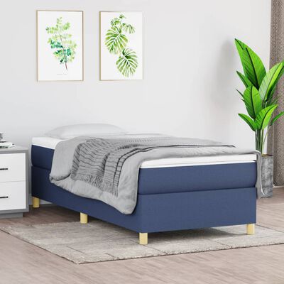 vidaXL Rám postele modrá 90x200 cm textil