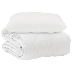 vidaXL Přikr&yacute;vka s pol&scaron;t&aacute;řem 2 pcs B&iacute;l&aacute; Mikrovl&aacute;kno