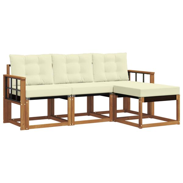 vidaXL Venkovn&iacute; pohovkov&aacute; souprava 4 pcs Přirozen&aacute; a Kr&eacute;mov&aacute;