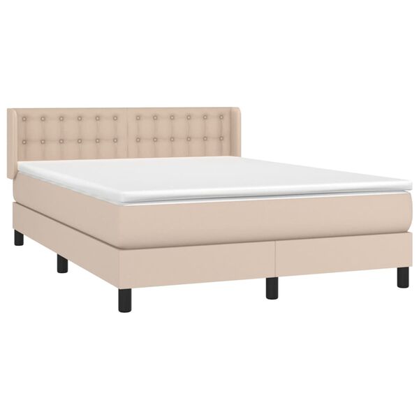 vidaXL Box spring postel s matrac&iacute; cappuccino 140x200 cm uměl&aacute; kůže