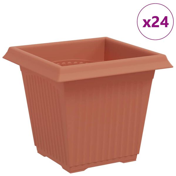 vidaXL Čtvercov&yacute; květin&aacute;č 24 pcs Cihlově červen&aacute; 16 x 16 x 14 cm Plast