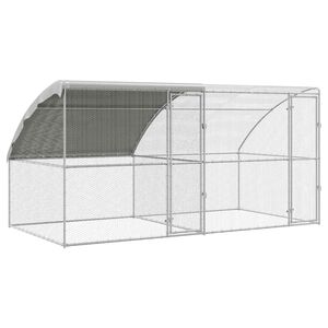 vidaXL Klec na kuřata 2 ks Stř&iacute;brn&aacute; 400 x 200 x 200 cm Ocel a PE