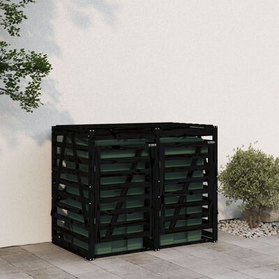 vidaXL Úložný box na dvě popelnice černý masivní borové dřevo
