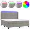 vidaXL Box spring postel s matrac&iacute; a LED světle &scaron;ed&aacute; 180x200 cm samet