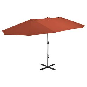vidaXL Zahradn&iacute; slunečn&iacute;k s hlin&iacute;kovou tyč&iacute; 460 x 270 cm terakotov&yacute;