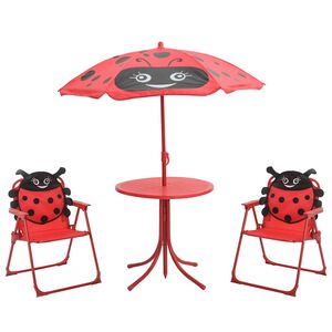 vidaXL 3d&iacute;ln&yacute; dětsk&yacute; zahradn&iacute; bistro set se slunečn&iacute;kem červen&yacute;