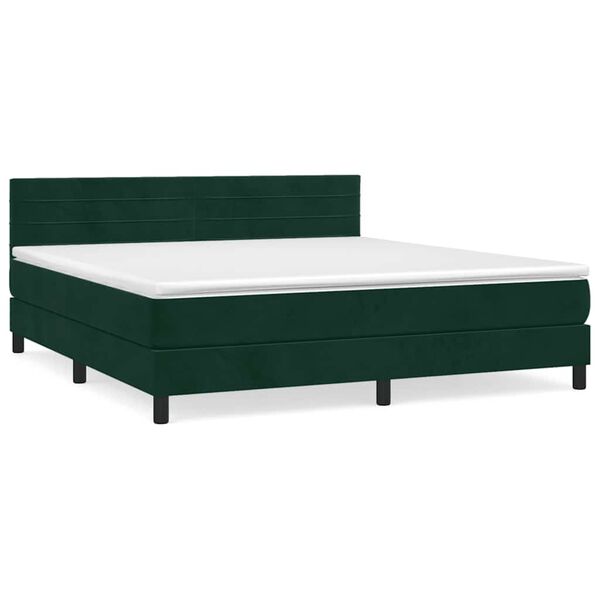 vidaXL Box spring postel s matrac&iacute; tmavě zelen&aacute; 160x200 cm samet