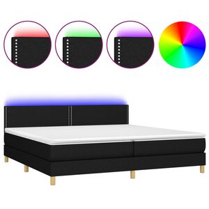 vidaXL Box spring postel s matrac&iacute; a LED čern&aacute; 200x200 cm textil