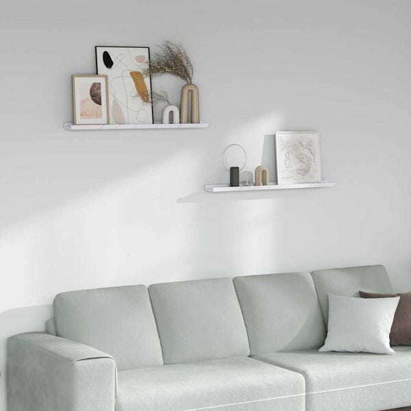 vidaXL N&aacute;stěnn&aacute; polička s polic&iacute; 2 pcs B&iacute;l&yacute; mramor 80 x 9 x 3 cm