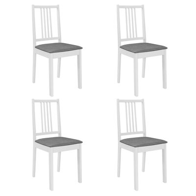 vidaXL Jídelní židle s poduškami 4 ks bílé masivní dřevo