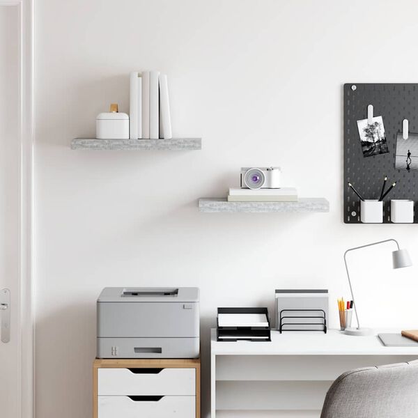 vidaXL Plovouc&iacute; n&aacute;stěnn&eacute; police 2 ks betonově &scaron;ed&eacute; 50x23x3,8 cm MDF