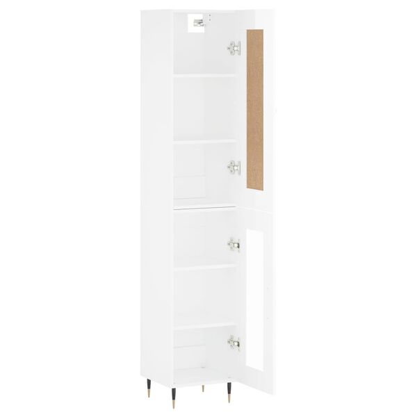 vidaXL Skř&iacute;ň highboard b&iacute;l&aacute; s vysok&yacute;m leskem 34,5x34x180 cm kompozit