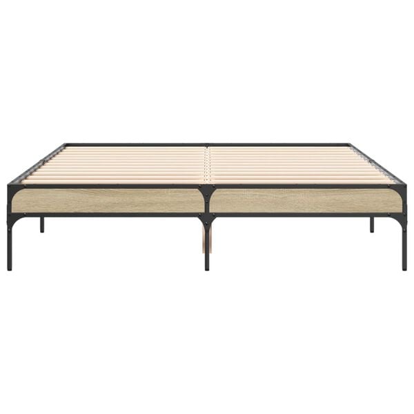 vidaXL R&aacute;m postele dub sonoma 120 x 200 cm kompozitn&iacute; dřevo a kov