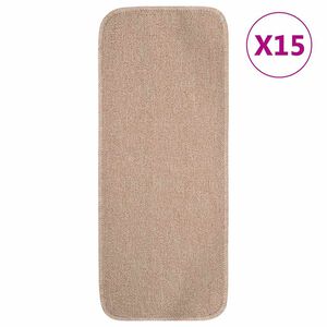 vidaXL N&aacute;&scaron;lapy na schody 15 ks 60 x 25 cm b&eacute;žov&eacute; protiskluzov&eacute;