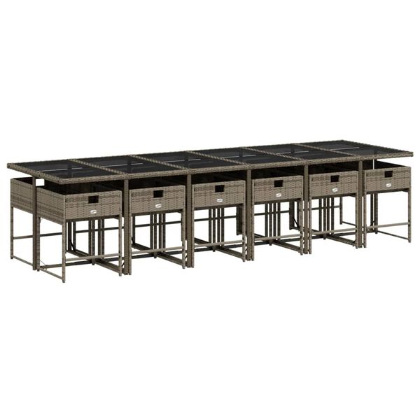 vidaXL 13d&iacute;ln&yacute; zahradn&iacute; j&iacute;deln&iacute; set s podu&scaron;kami &scaron;ed&yacute; polyratan