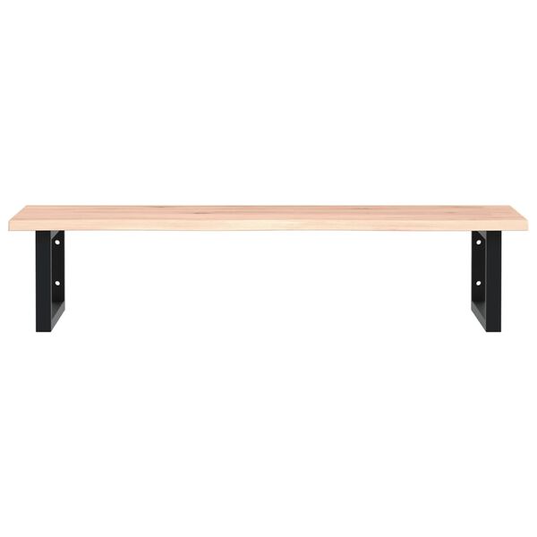 vidaXL Deska pod umyvadlo nástěnná ocel a masivní dubové dřevo