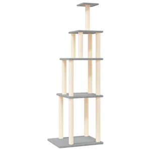 vidaXL &Scaron;krabadlo pro kočky se sisalov&yacute;mi sloupky světle &scaron;ed&eacute; 183 cm