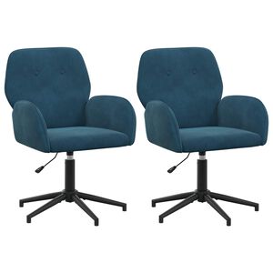 vidaXL Ot&aacute;čec&iacute; židle k psac&iacute;mu stolu 2 ks 54 x 55 x 90 cm Modr&aacute; Samet