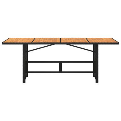 vidaXL Zahradní stůl s akáciovou deskou černý 190x80x74 cm polyratan
