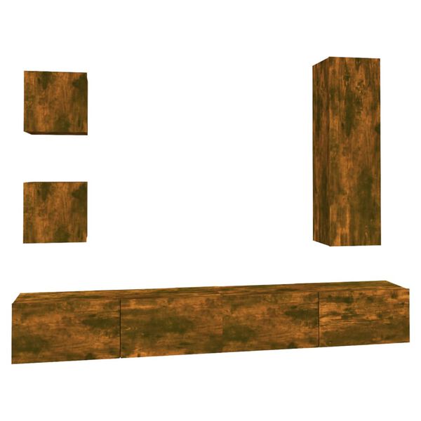 vidaXL 5d&iacute;ln&yacute; set TV skř&iacute;něk kouřov&yacute; dub kompozitn&iacute; dřevo