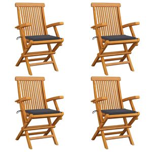 vidaXL Zahradn&iacute; židle s antracitov&yacute;mi podu&scaron;kami 4 ks masivn&iacute; teak