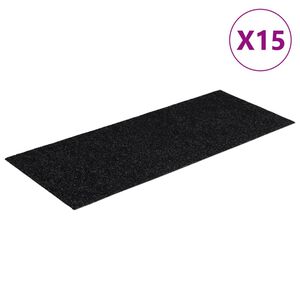 vidaXL Schodov&eacute; rohože samolepic&iacute; 15 ks 60 x 25 cm čern&eacute; obd&eacute;ln&iacute;kov&eacute;
