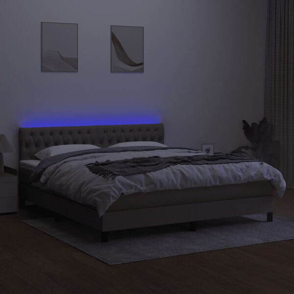 vidaXL Box spring postel s matrac&iacute; a LED taupe 160x200 cm textil