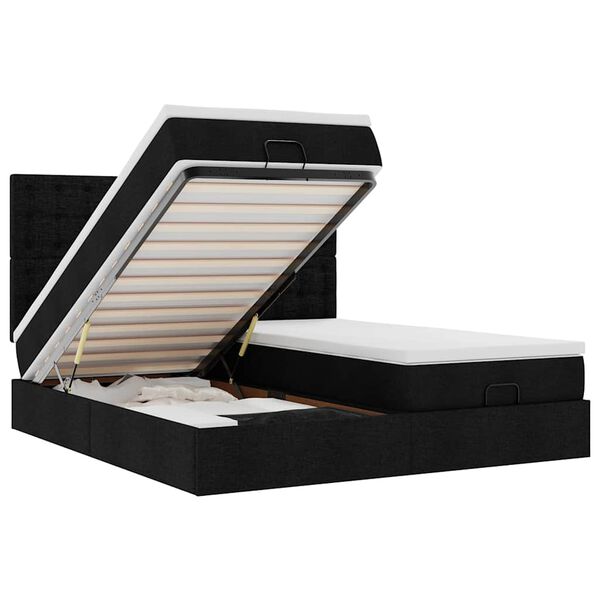 vidaXL Osmansk&yacute; r&aacute;m postele s matrac&iacute; čern&yacute; 200x200cm textil