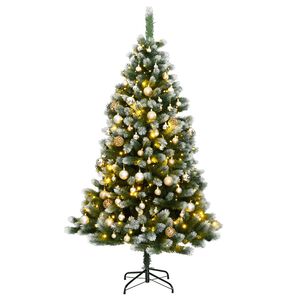 vidaXL Uměl&yacute; skl&aacute;pěc&iacute; v&aacute;nočn&iacute; stromek s 300 LED a koulemi 180 cm