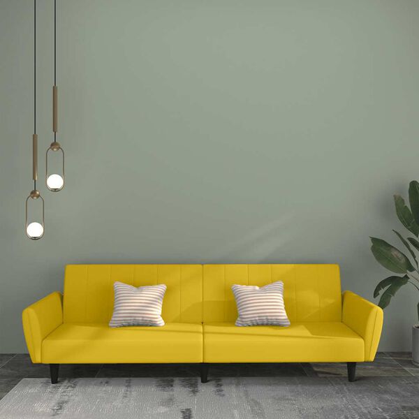 vidaXL 2m&iacute;stn&aacute; rozkl&aacute;dac&iacute; pohovka žlut&aacute; samet