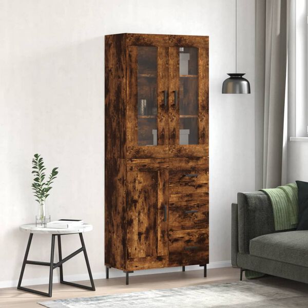 vidaXL Skř&iacute;ň highboard kouřov&yacute; dub 69,5 x 34 x 180 cm kompozitn&iacute; dřevo