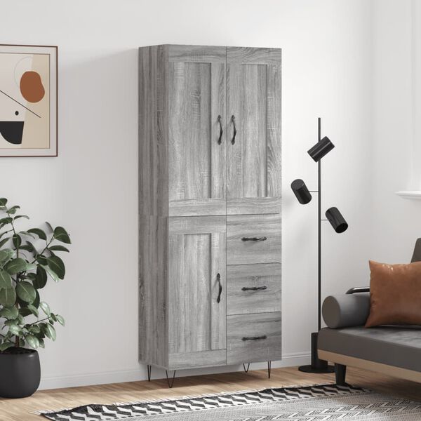 vidaXL Skř&iacute;ň highboard &scaron;ed&aacute; sonoma 69,5 x 34 x 180 cm kompozitn&iacute; dřevo