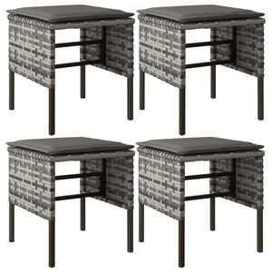 vidaXL Zahradn&iacute; podnožky s podu&scaron;kami 4 ks &scaron;ed&eacute; polyratan