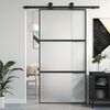 vidaXL Posuvn&eacute; dveře čern&eacute; 102,5 x 205 cm tvrzen&eacute; sklo a hlin&iacute;k